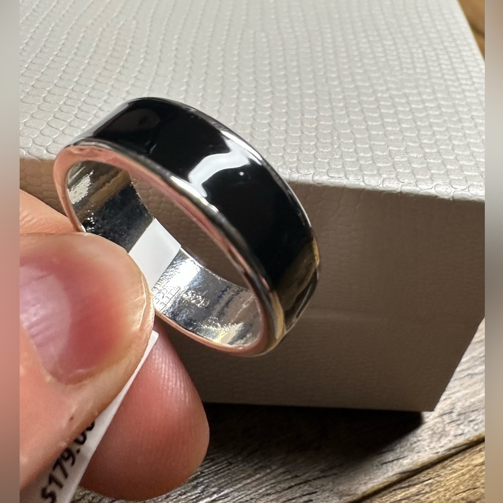 Black jade sterling silver 925 stamped ring wedding anniversary engagement - Picture 8 of 8